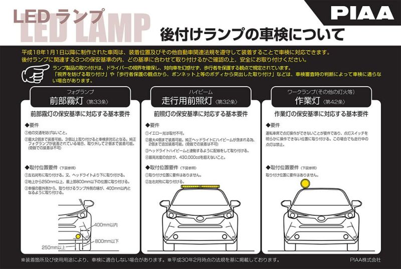 PIAA 後付けランプ LED 6000K 1100P 3800cd フォグ配光 12V/8W 耐震10G、防水・防塵IPX7対応  ECE、SAE規格準拠 2個入 DK119X ピア