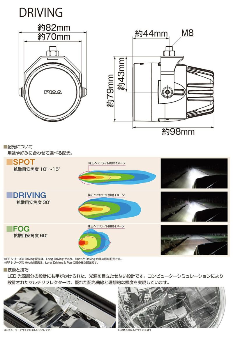 PIAA 後付けランプ LED 6000K LP270シリーズ 35000cd ドライビング配光