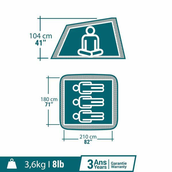 QUECHUA（ケシュア）キャンプ テント 2 SECONDS - 3人用 デカトロン キャンプ用品 アウトドア | Norauto JAPAN  ONLINE SHOP