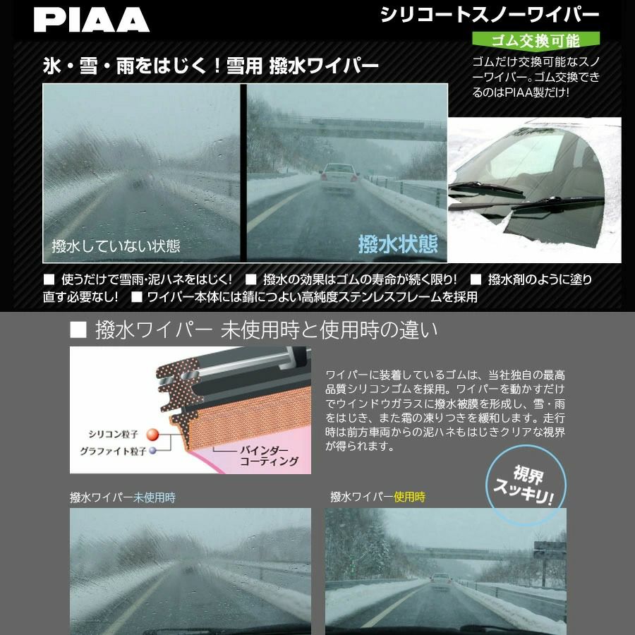 PIAA ワイパー ブレード 雪用 650mm シリコートスノー 特殊シリコンゴム 1本入 呼番T82 WSCT65W ピア
