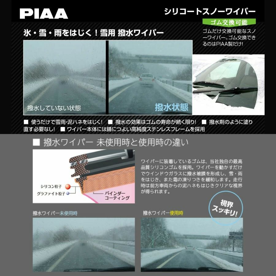 PIAA ワイパー ブレード 雪用 700mm シリコートスノー 特殊シリコンゴム 1本入 呼番T83 WSCT70W ピア
