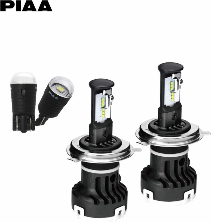 PIAA ヘッドライト/フォグランプ用LED LEH140 ヘッド&フォグバルブ6000K ワイドビーム/クーリングファン装備 Hi4000/Lo3200lm H4 車検対応 2個入 (70lm T10ポジションLEDバルブ×2個付属) X7378