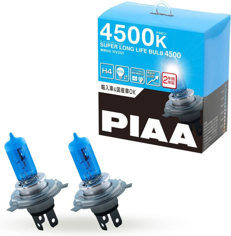 PIAA ヘッドランプ/フォグランプ用 ハロゲンバルブ H4 4500K スーパーロングライフバルブ 車検対応 輸入車対応 2個入 12V  60/55W 安心のメーカー保証2年付 「約2倍の長寿命」 HV201 | Norauto JAPAN ONLINE SHOP