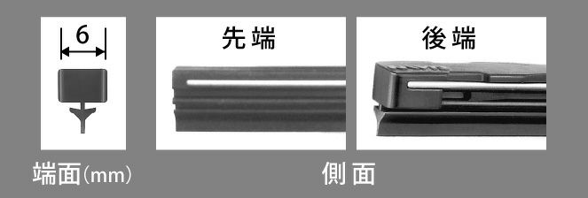 NWBグラファイトワイパー替えゴムNR2GGR34500mm1本入雨用ワイパーNRタイプ端面6mm