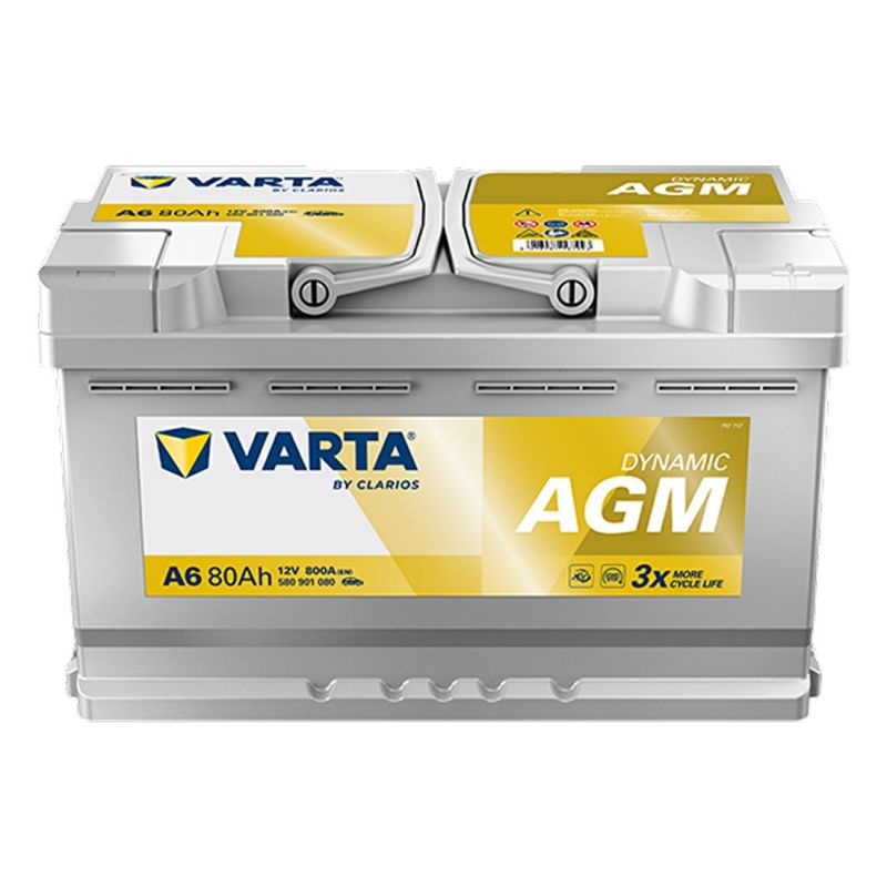 VARTA AGM バッテリー A6シルバーダイナミック 580-901-080 10個セット